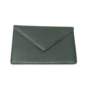 Levenger Pebbled Leather Envelope Pouch Clutch Wallet Card Holder Green